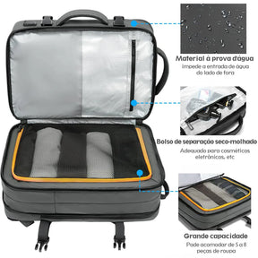 Mochila Para Viagem Masculina Porta USB Expansível Grande Capacidade Impermeável