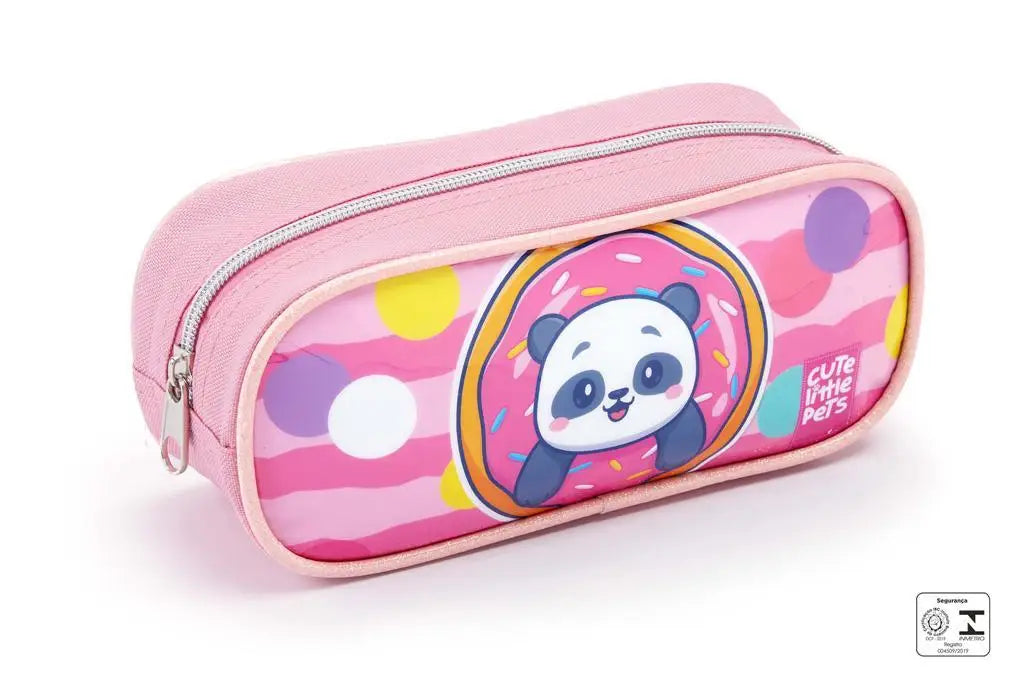 Kit Escolar Infantil Panda - Mochila de Rodinha + Lancheira + Estojo