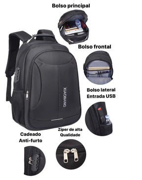 Mochila Impermeável Reforçada com Compartimento Para Notebook Moderna Escolar/Faculdade/Trabalho