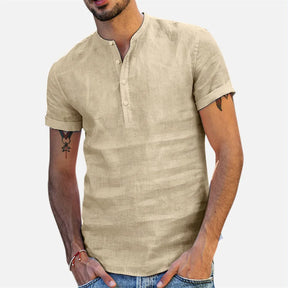 Camisa masculina manga curta de linho Tazzani