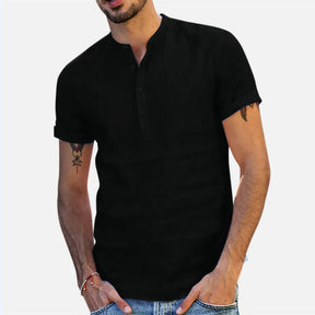 Camisa masculina manga curta de linho Tazzani