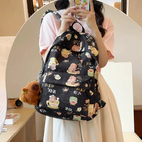 Mochila Escolar Feminina com Pingente Capivara