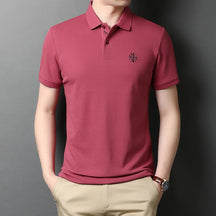 Camisa Masculina Bordada Gola Polo Monocromática