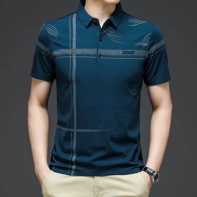 Camisa Masculina Gola Polo Estampada Elegante