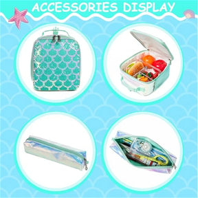 Kit Escolar Feminino Menina Sereia - Mochila + Lancheira + Estojo